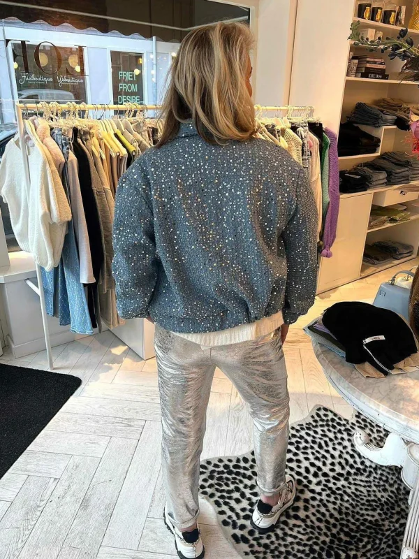 LOF Boutique Alison Sequin Jacket Denim Blue> Jassen