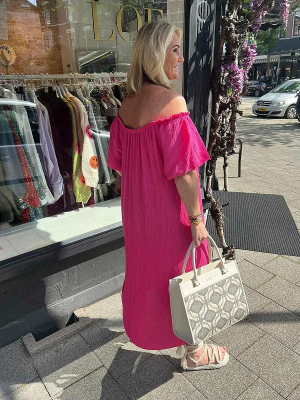 LOF Boutique Annabel Off Shoulder Maxi Dress Pink> Jurken