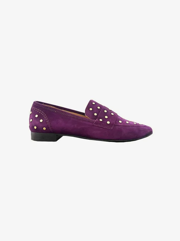 LOF Boutique Babouche Loafers Studs Dark Purple> Loafers