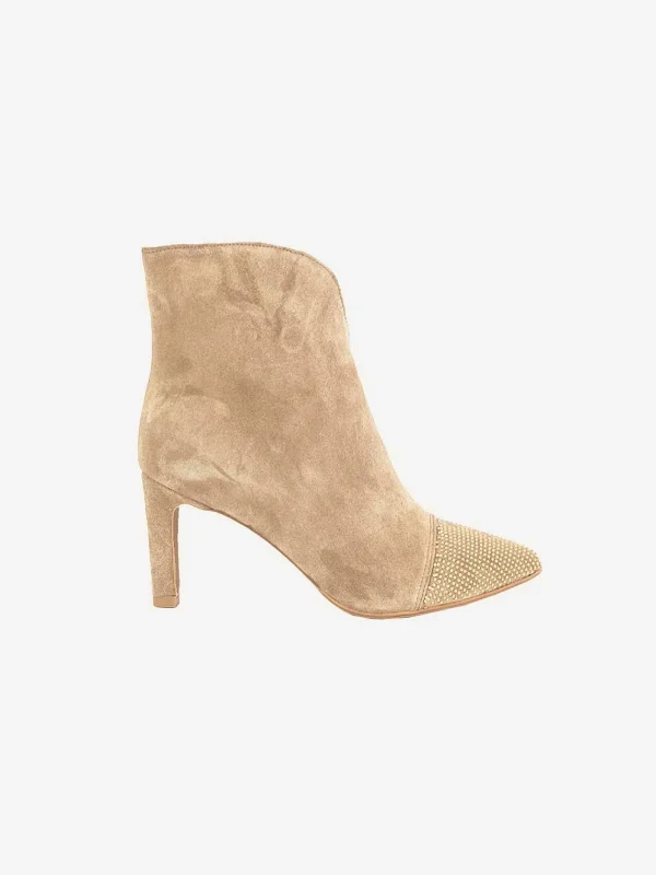 LOF Boutique Babouche Yasmin Strass Ankle Boots Beige> Hakken