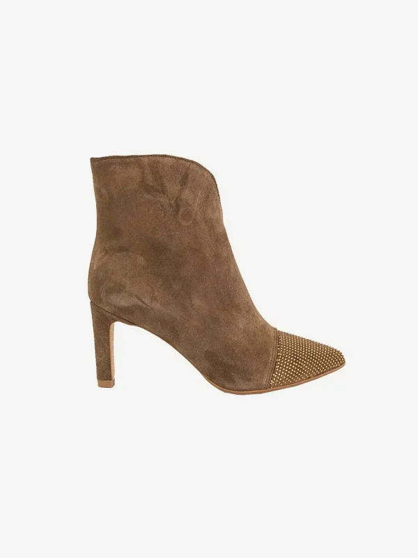 LOF Boutique Babouche Yasmin Strass Ankle Boots Choco> Hakken