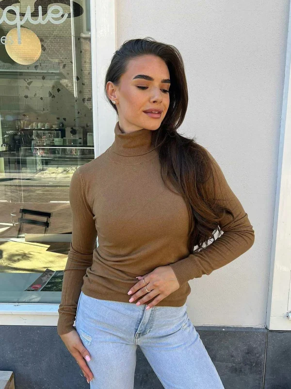 LOF Boutique Basic Col Camel> Tops & Blousjes