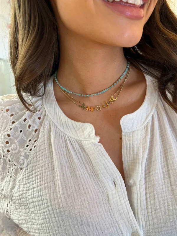 LOF Boutique Beads Necklace Blue & Gold> Kettingen