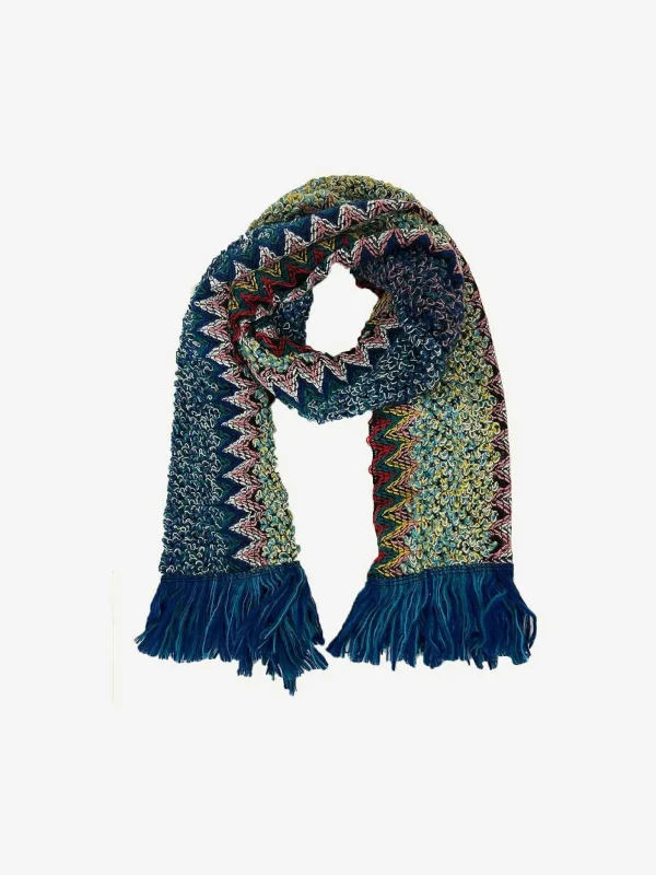 LOF Boutique Big Zigzag Scarf Blue> Mutsen & Sjaals