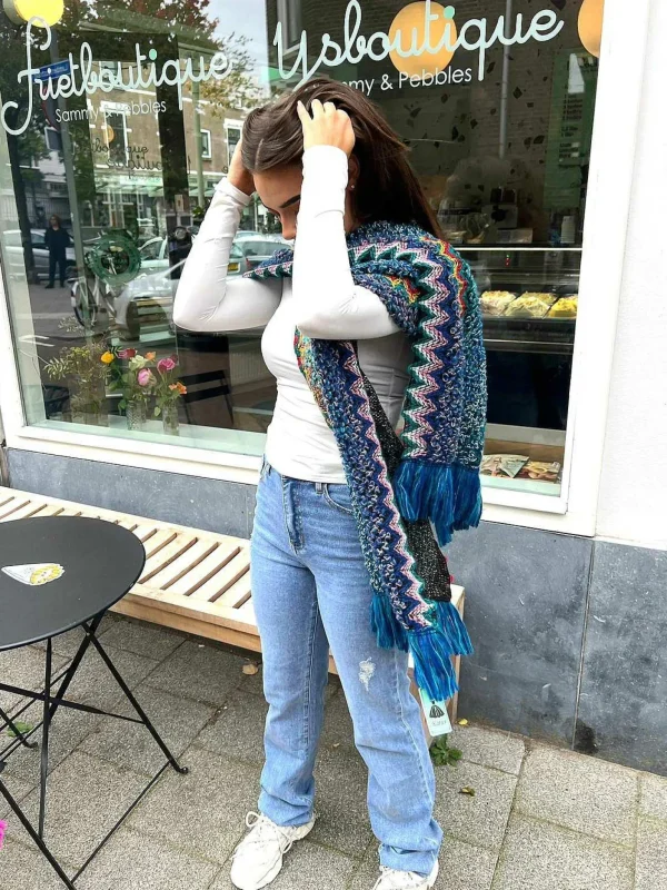 LOF Boutique Big Zigzag Scarf Blue> Mutsen & Sjaals