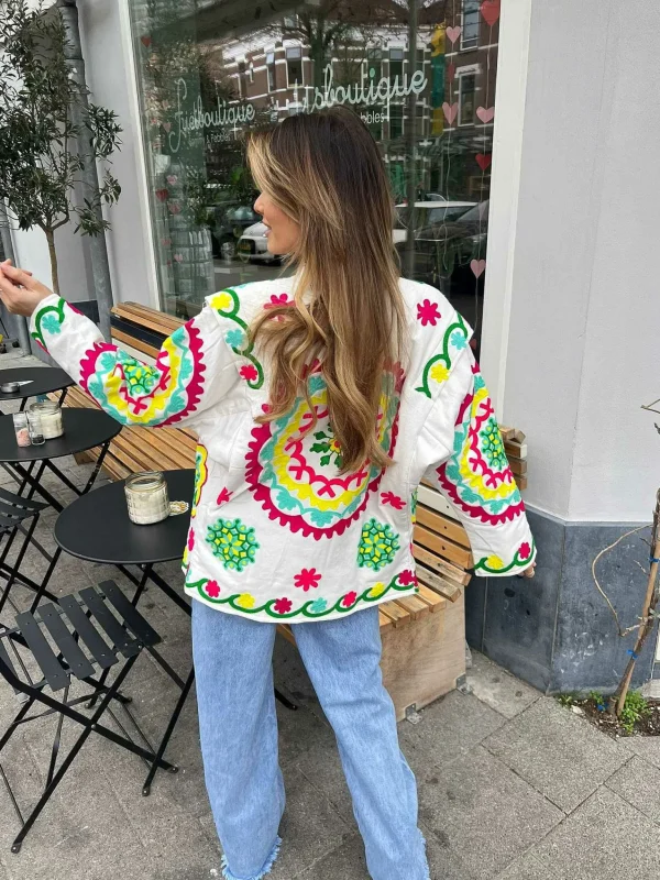 LOF Boutique Bilboa Pattern Jacket Off White> Jassen