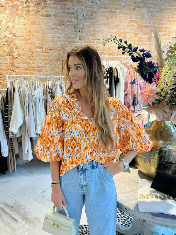 LOF Boutique Blaire Blouse Orange> Tops & Blousjes