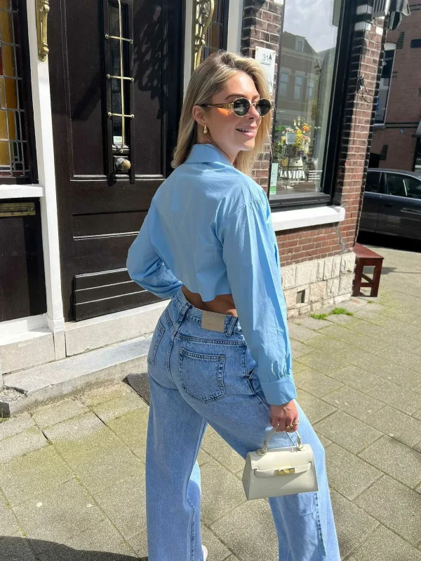 LOF Boutique Bodhi Cropped Blouse Blue> Tops & Blousjes