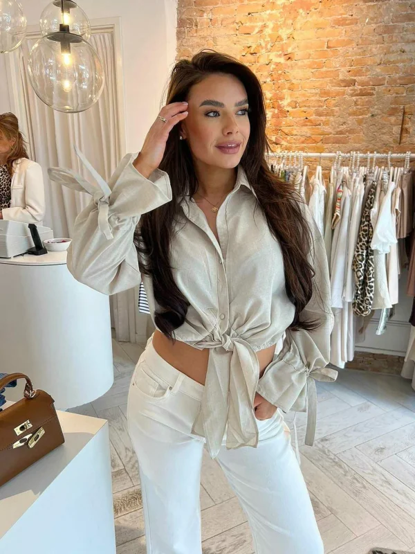 LOF Boutique Charlie Cropped Blouse Beige> Tops & Blousjes