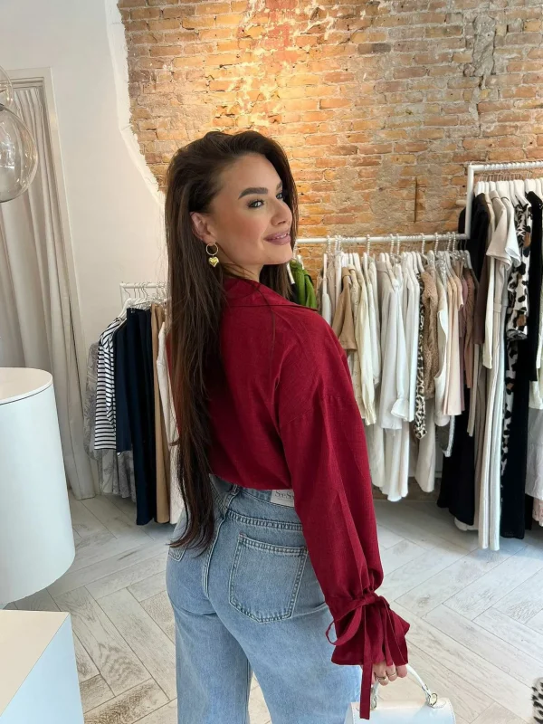 LOF Boutique Charlie Cropped Blouse Bordeaux> Tops & Blousjes