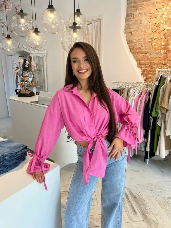 LOF Boutique Charlie Cropped Blouse Pink> Tops & Blousjes