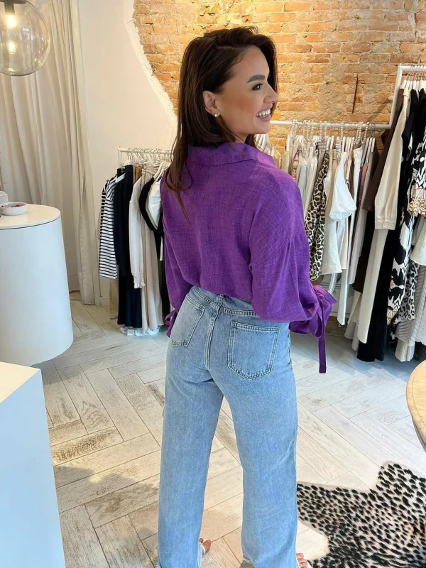 LOF Boutique Charlie Cropped Blouse Purple> Tops & Blousjes