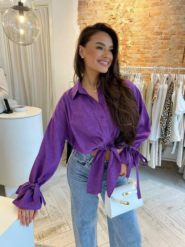 LOF Boutique Charlie Cropped Blouse Purple> Tops & Blousjes