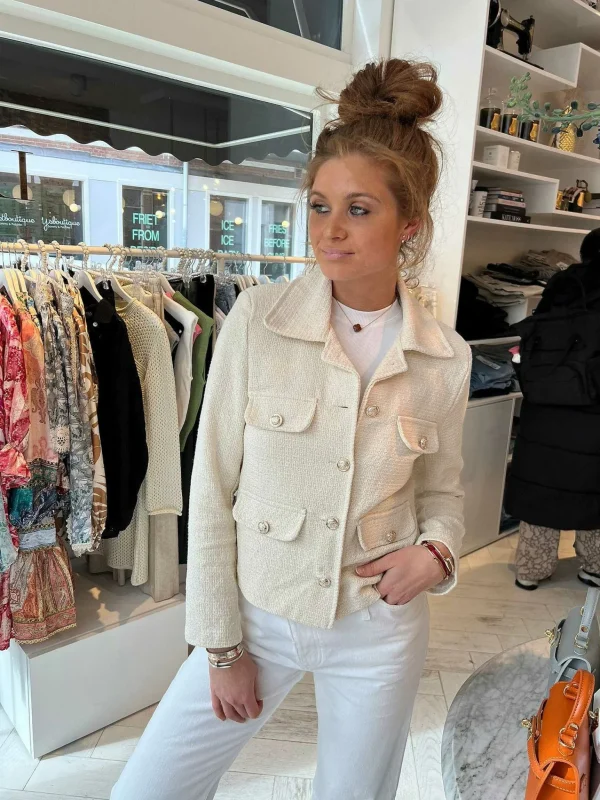 LOF Boutique Coco Tweed Jacket Beige> Jassen