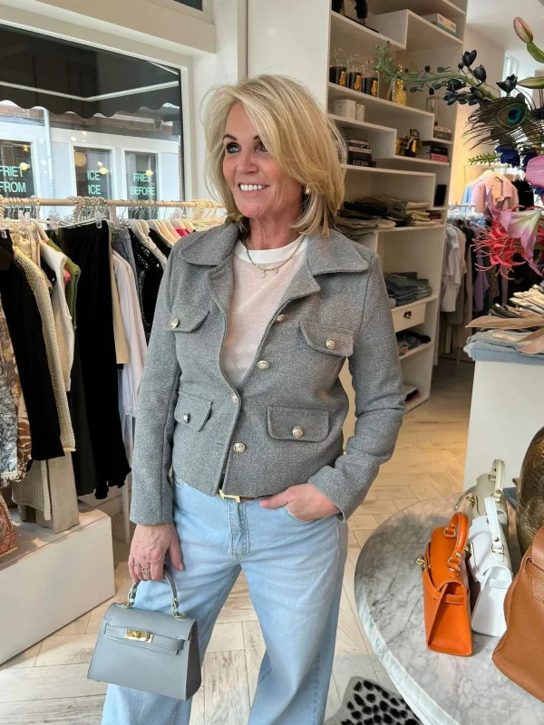 LOF Boutique Coco Tweed Jacket Grey> Jassen