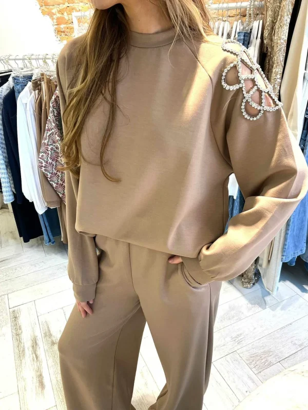 LOF Boutique Comfy Strass Set Camel> Sets