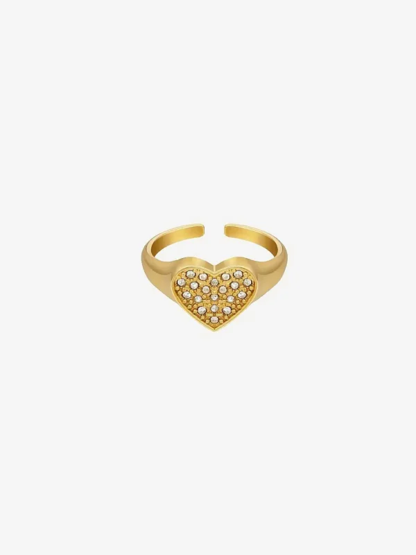 LOF Boutique Diamond Heart Ring Gold> Ringen