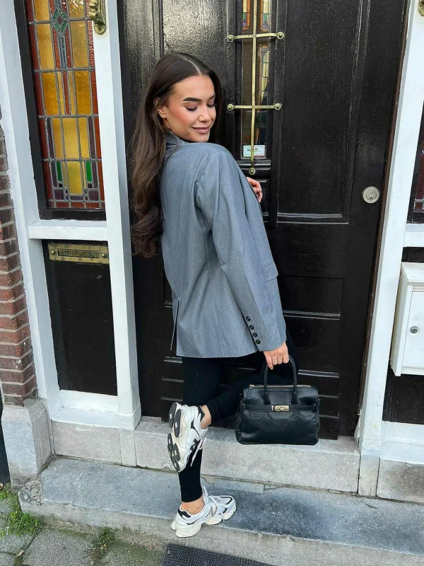 LOF Boutique Eline Oversized Blazer Grey> Blazers