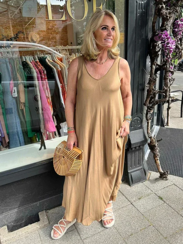 LOF Boutique Ella Maxi Dress Camel> Jurken