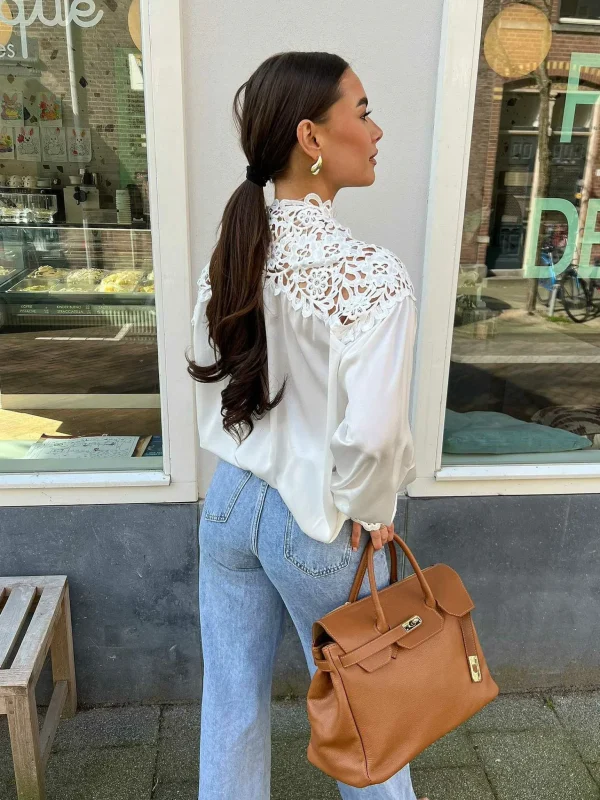 LOF Boutique Emily Lace Blouse White> Tops & Blousjes