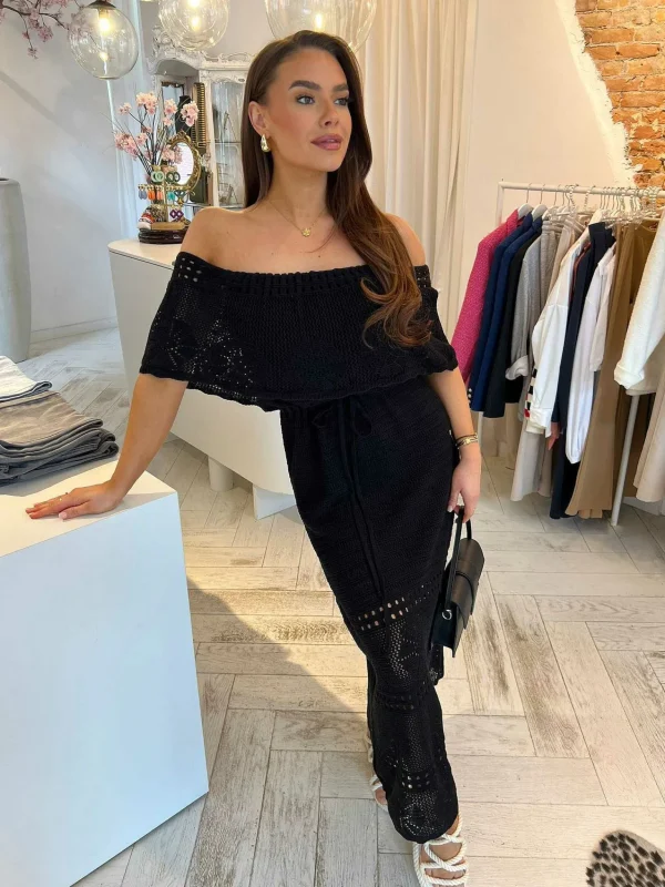 LOF Boutique Estella Off Shoulder Maxi Dress Black> Jurken