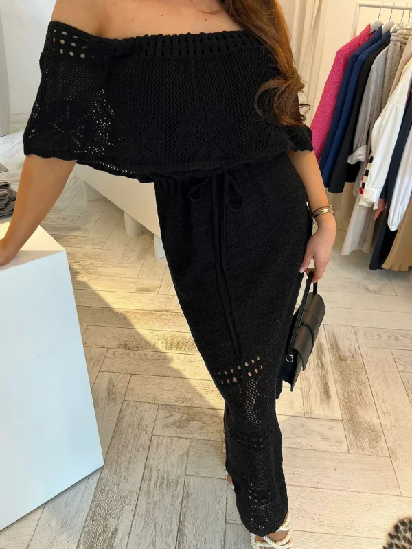 LOF Boutique Estella Off Shoulder Maxi Dress Black> Jurken