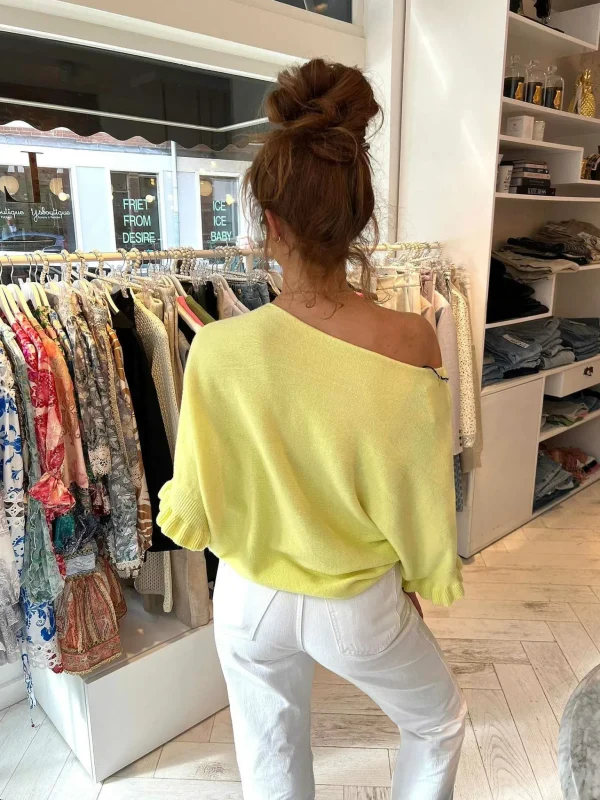 LOF Boutique Fien Short Sleeve Ruffle Top Yellow> Tops & Blousjes