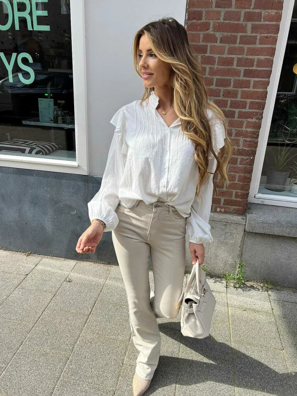 LOF Boutique Flared Jeans Beige> Broeken