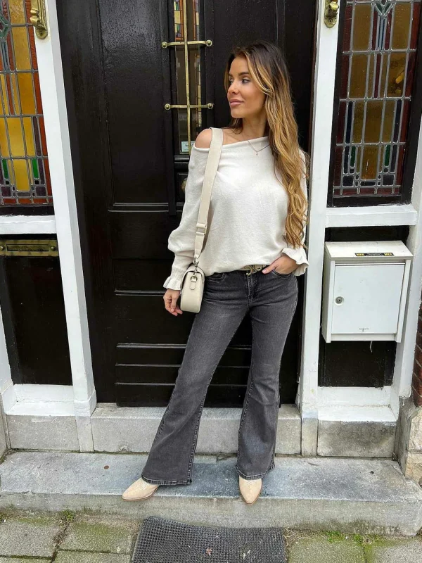 LOF Boutique Flared Jeans Dark Grey> Broeken