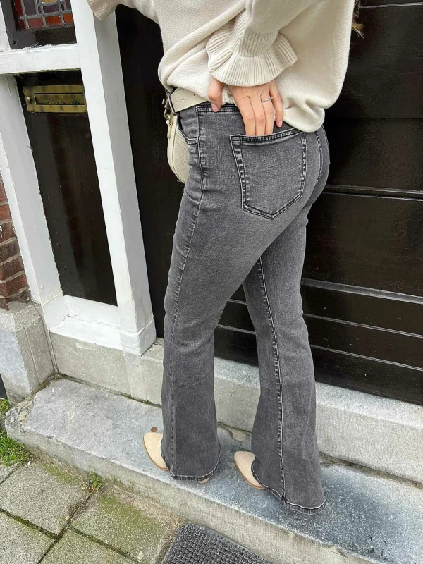 LOF Boutique Flared Jeans Dark Grey> Broeken