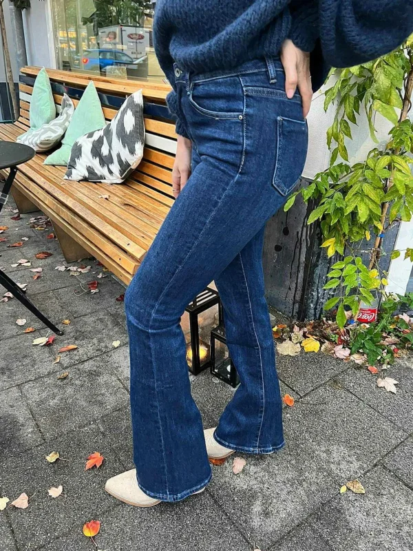 LOF Boutique Flared Jeans Deep Blue> Broeken