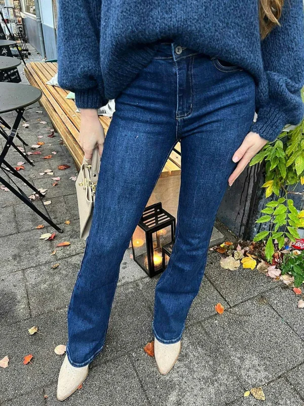 LOF Boutique Flared Jeans Deep Blue> Broeken