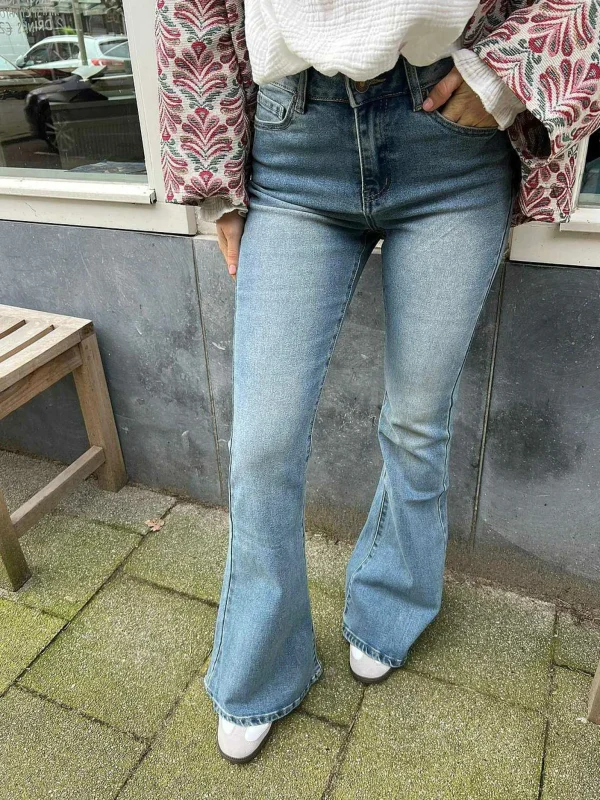 LOF Boutique Flared Jeans Medium Blue> Broeken