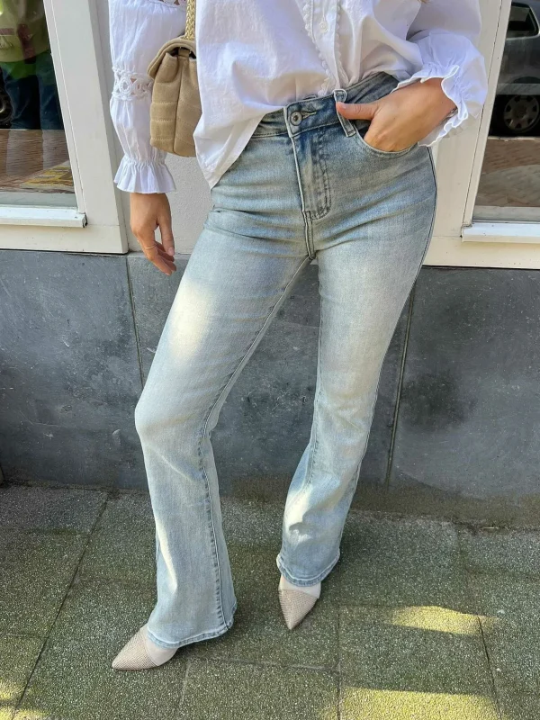 LOF Boutique Flared Jeans Old Blue> Broeken