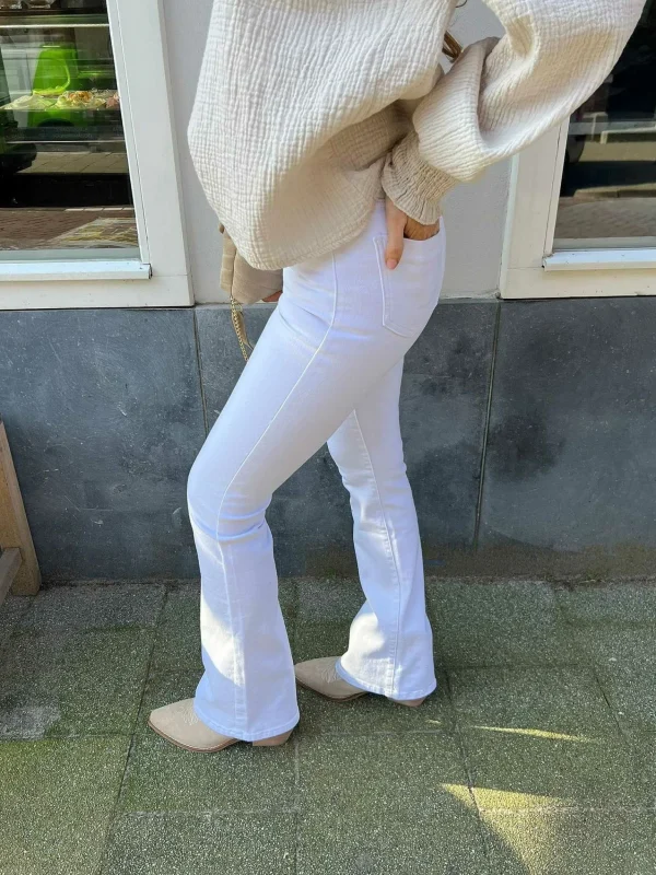 LOF Boutique Flared Jeans White> Broeken