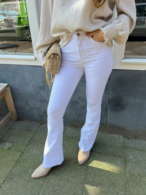 LOF Boutique Flared Jeans White> Broeken