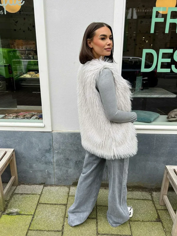 LOF Boutique Furry Gilet Light Grey> Gilets