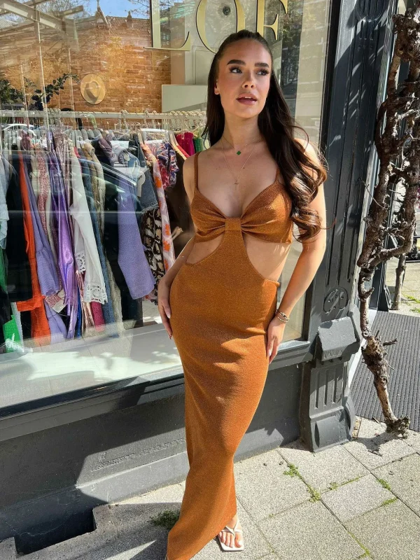 LOF Boutique Gabriella Maxi Dress Terracotta> Jurken