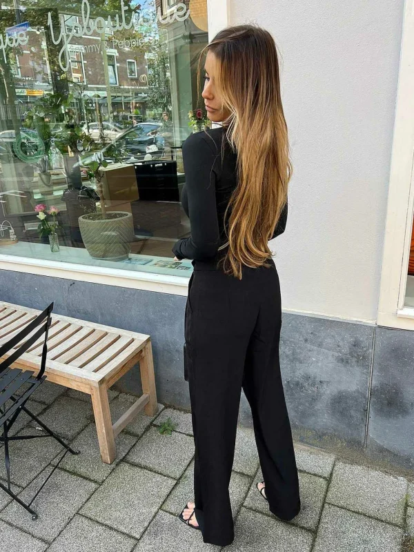 LOF Boutique Gigi Golden Button Pantalon Black> Broeken