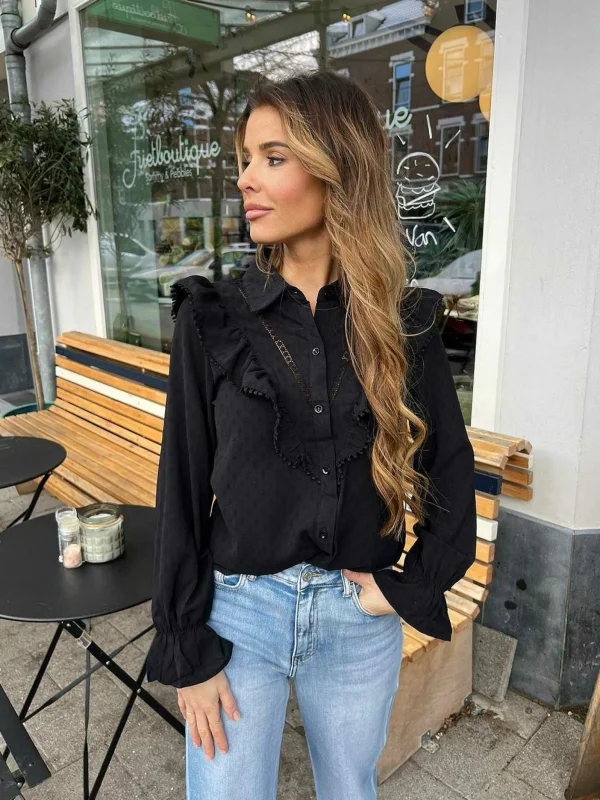 LOF Boutique Gracy Blouse Black> Tops & Blousjes