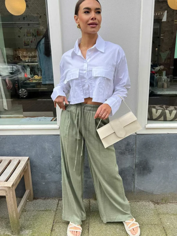 LOF Boutique Hailey Linen Pants Army> Broeken