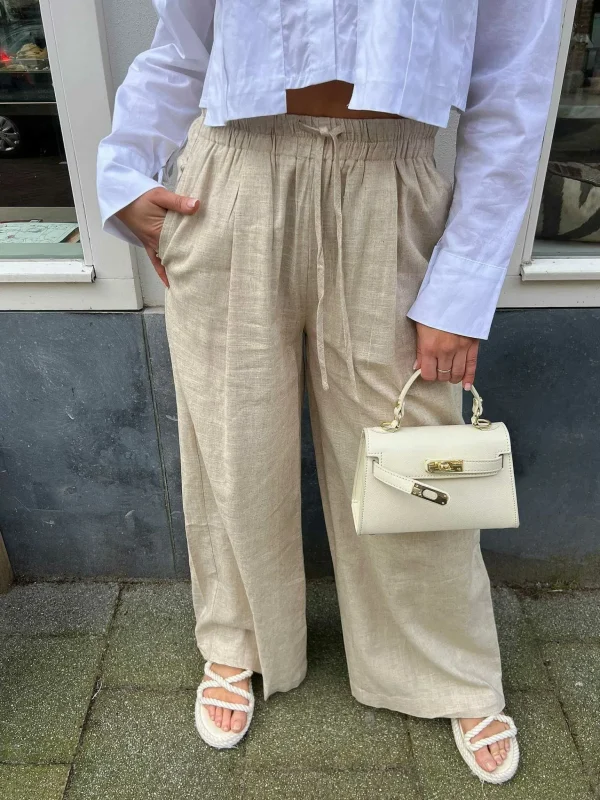 LOF Boutique Hailey Linen Pants Beige> Broeken