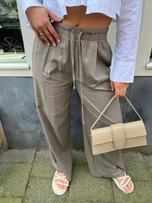 LOF Boutique Hailey Linen Pants Taupe> Broeken