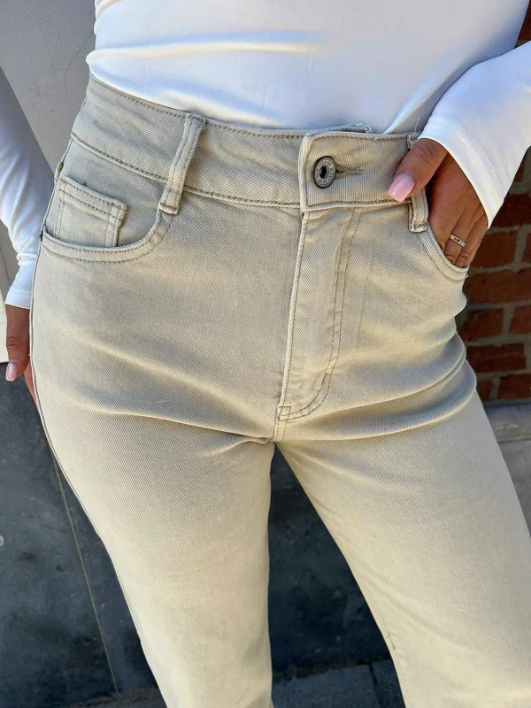 LOF Boutique Harper Wide Fit Jeans Beige> Broeken