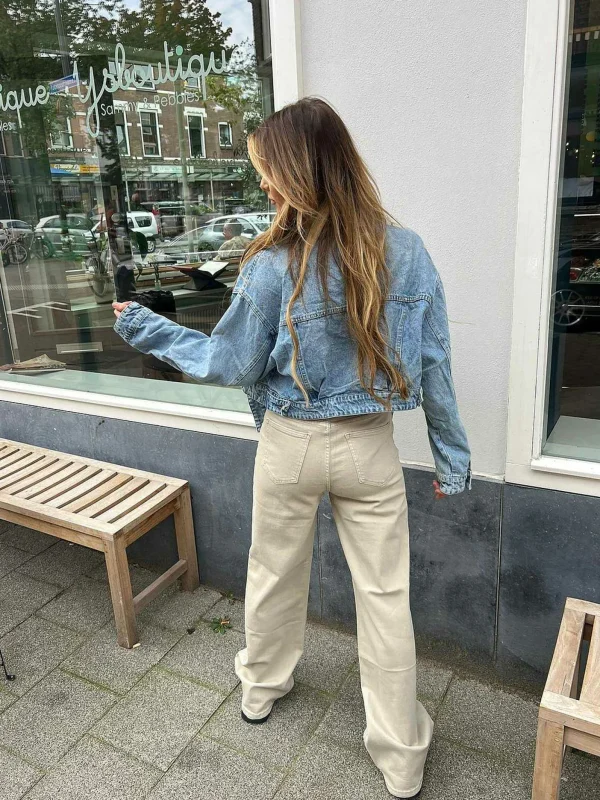 LOF Boutique Harper Wide Fit Jeans Beige> Broeken