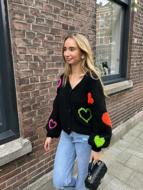 LOF Boutique Heart Vest Black> Vesten