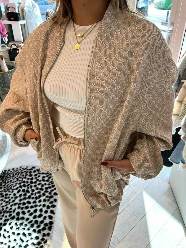 LOF Boutique Inspired Bomber Jacket Beige> Jassen