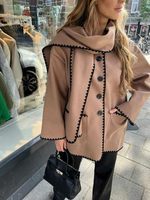 LOF Boutique Inspired Scarf Coat Camel> Jassen