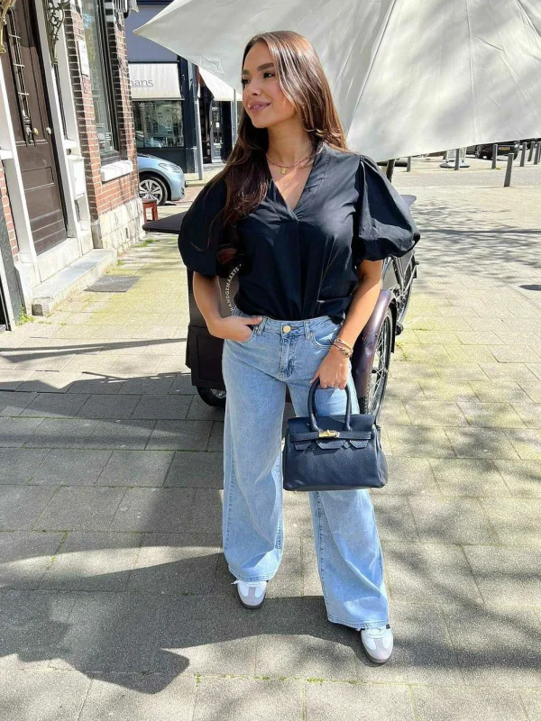 LOF Boutique Iva Wide Leg Jeans Denim Blue> Broeken