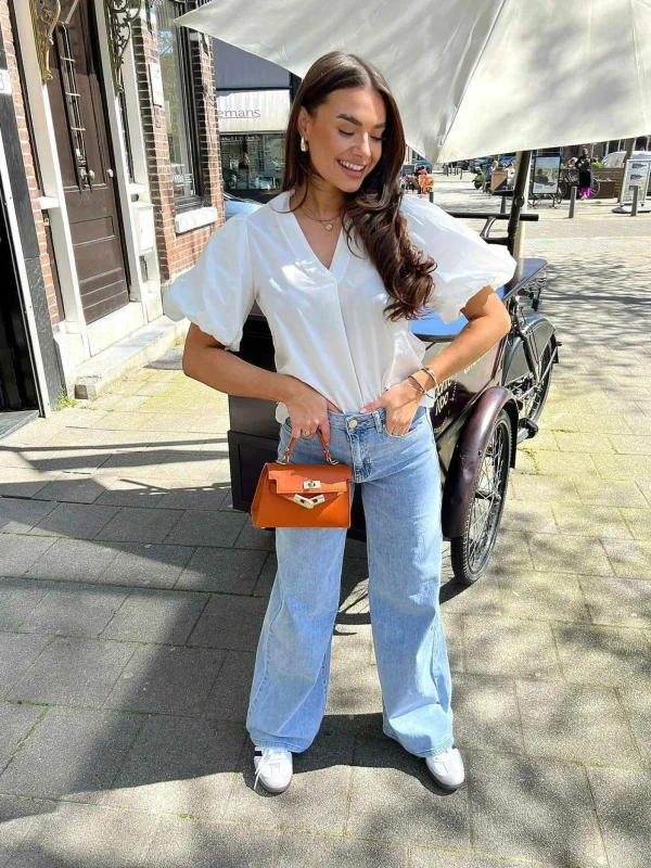 LOF Boutique Iva Wide Leg Jeans Denim Blue> Broeken